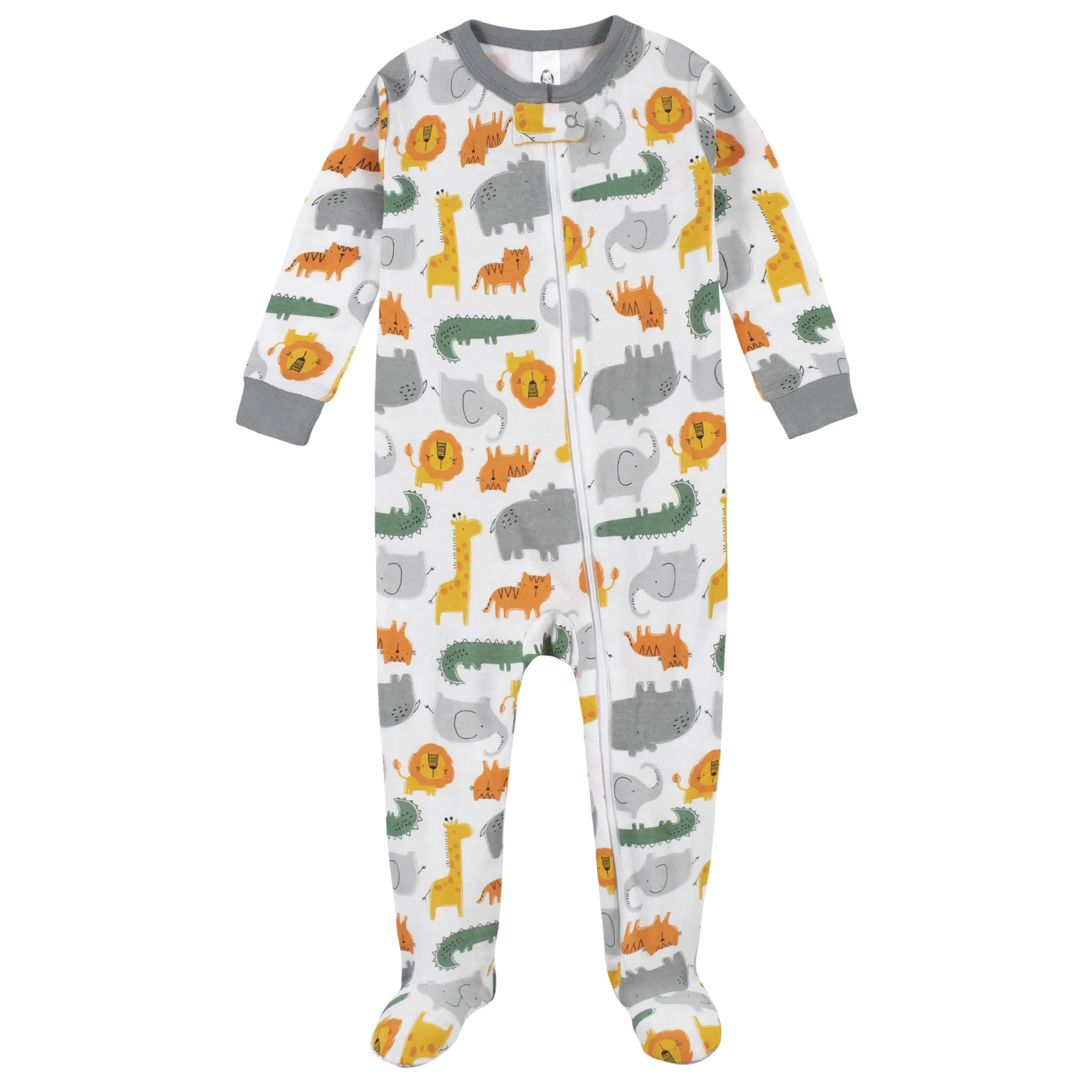 4-Pack Boys Safari Animals & Crab Snug Fit Footed Cotton Pajamas