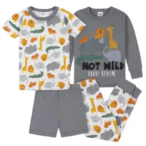 4-Piece Boys Wild Snug Fit Cotton Pajamas