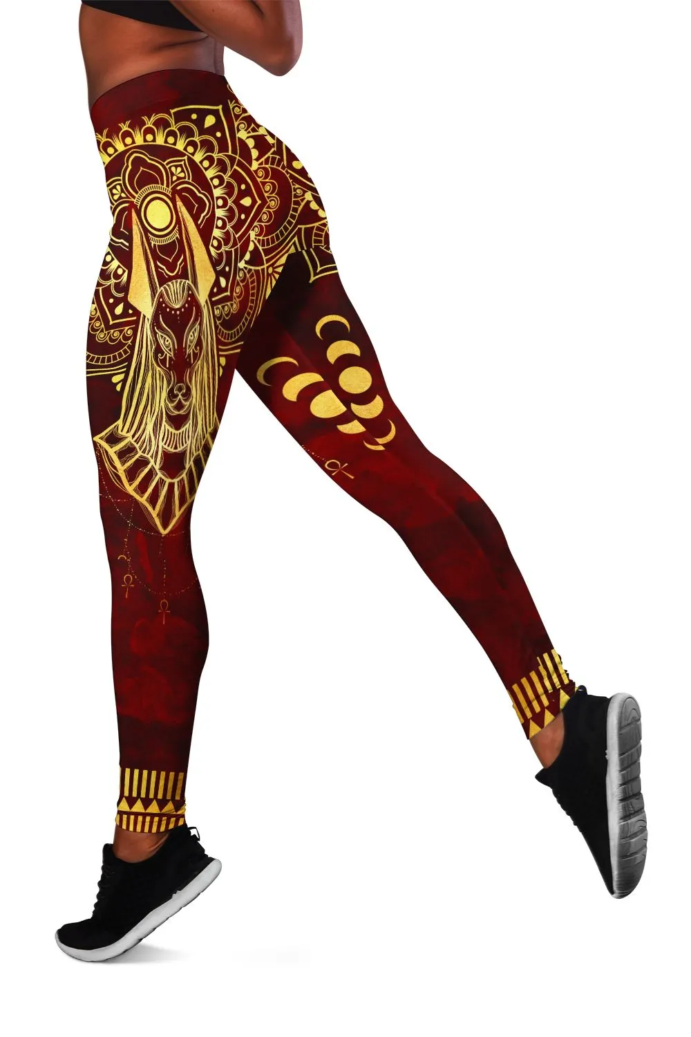 Anubis Pattern In Red Leggings