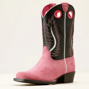 Ariat Kid's Futurity Fort Worth Western Boot in Haute Pink Suede/ Madison Avenue