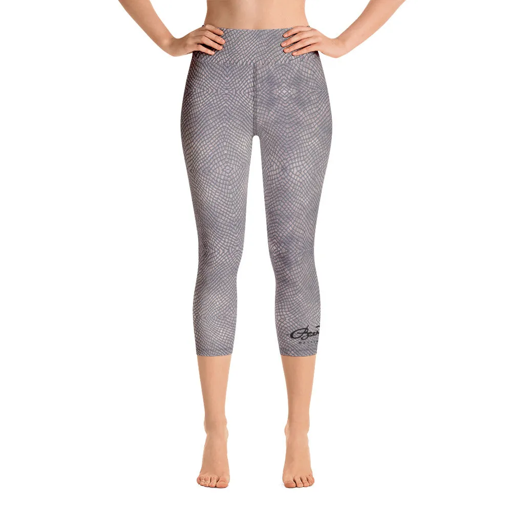 Croc Print Yoga Capri Leggings