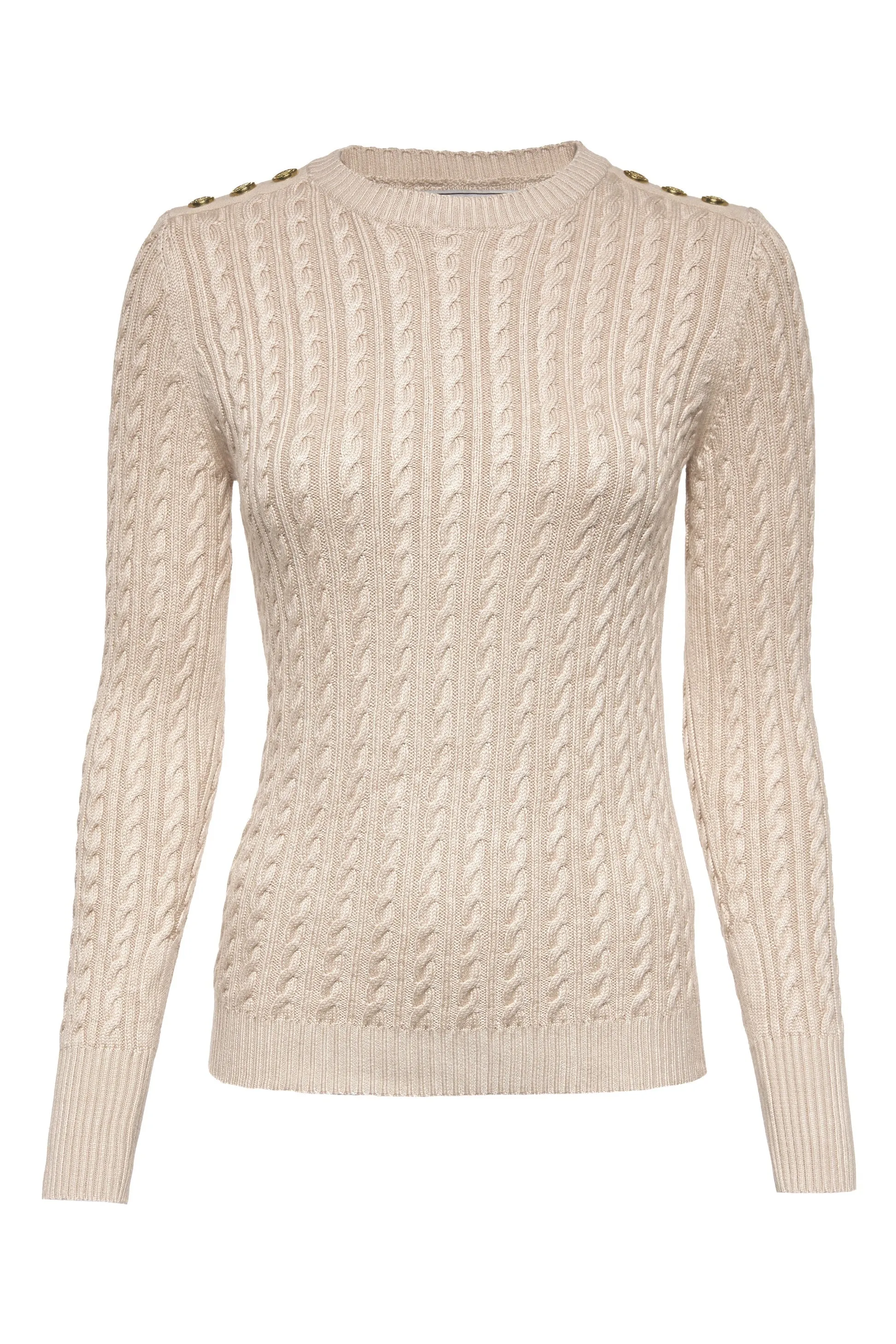 Holland Cooper Seattle Cable Crew Knitwear in Oatmeal