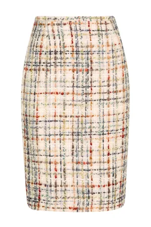 Knee-Length Pencil Tweed Skirt in Browns - Penny