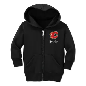 Personalized Calgary Flames Toddler Full-Zip Hooded Sweatshirt